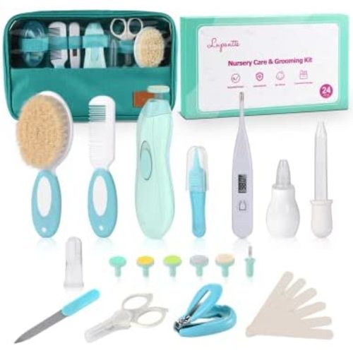 Baby Healthcare and Grooming Kit, 24 in 1 Baby Electric Nail Trimmer Set, Lupantte Nursery Care Kit, Toddler Nail Clippers, Medicine Dispenser, Infant Comb, Brush, etc. Baby Care Products.