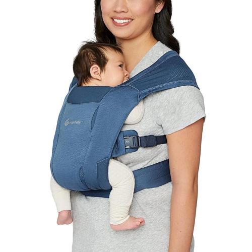 Ergobaby Embrace Baby Carrier Newborn to Toddler - Breathable Baby Carriers for Summer - Cozy Essentials (7-25 Pounds), Soft Air Mesh, Blue