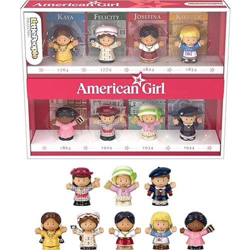 Little People Collector American Girl 40th Anniversary Special Edition Figure Set for Fans, 8 Characters in a Display Package (Amazon Exclusive)