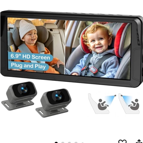 Amazon.com: Fodkh Dual Baby Car Camera for 2 Kids – 6.9” Split-Screen HD Display, Infrared Night Vision, Easy Installation, Backseat Camera for Infant & Toddler Safety, Compatible with All Car Models : Baby