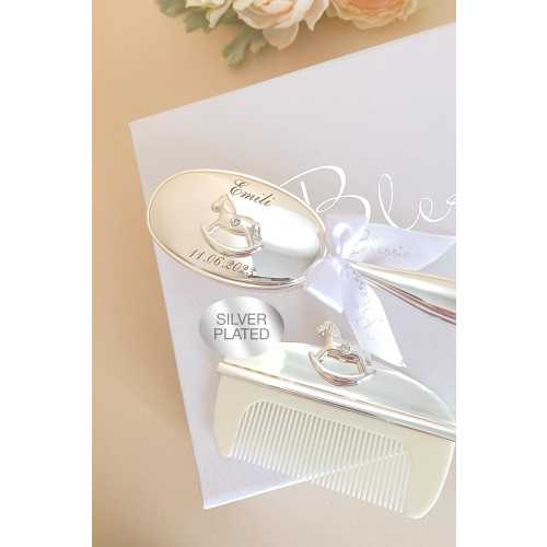 Personalized Silver Plated Baby Brush and Comb Set