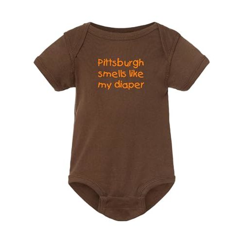 Pittsburgh Smells Like My Diaper Cleveland Fan Baby Bodysuit - Brown