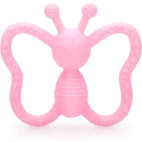 Baby Teething Toys, Butterfly Design Teether Pain Relief Toy for Newborn Babies, Freezer Safe Neutral Shower Gift, Soft Textured for Boy and Girl