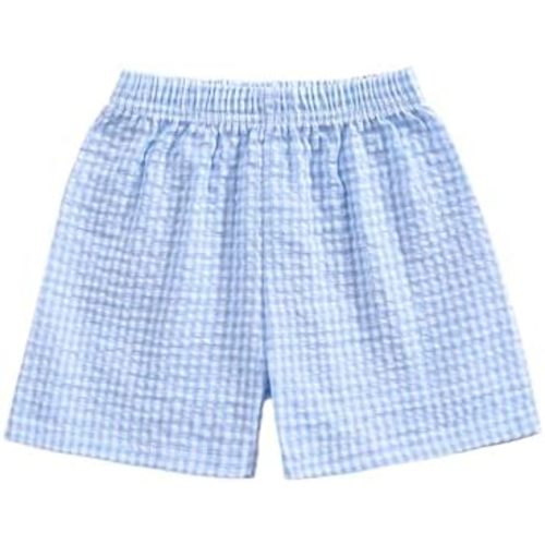 Karuedoo Toddler Baby Boy Girl Shorts Gingham Plaid/Seersucker Shorts Summer Casual Elastic Waist Shorts Pants Bottoms