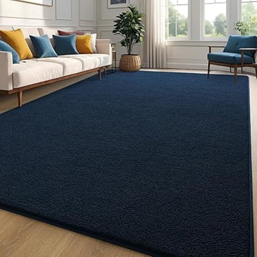 Navy Blue Area Rugs for Bedroom Living Room, 5x7 Feet Indoor Memory Foam Rug, Modern Washable Rugs for Kids Boys Girls Room, Dorm Bedside Shag Carpets for Home Decor
