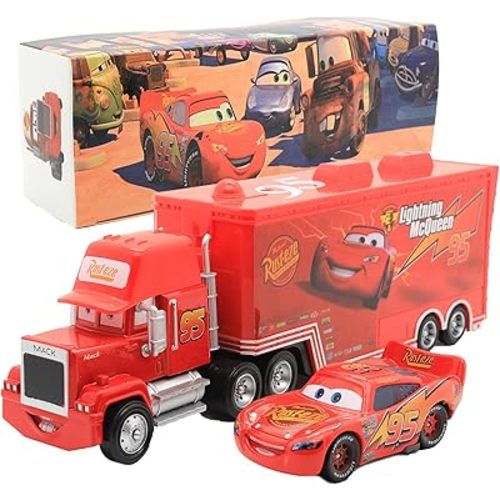 Car 2 3 Toys, Truck and Car Set, Movie Car, Metal and Plastic Material, Children's Christmas and Birthday Gifts (Mack Truck Uncle)