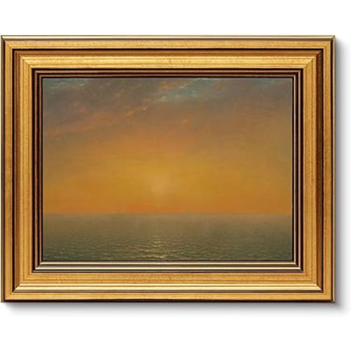 VIYYIEA Vintage Gold Framed Wall Art for Living Room, Landscape Canvas Prints Home Decor, Oil Painting Picture, Bedroom Wall Decor Gifts for Friends or Family -【Afterglow】-(10L x 8W)