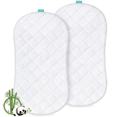 Bassinet Mattress Protector, Universal Fit for Halo Bassinest Swivel and Hourglass/Oval Bassinet Mattress, Ultra Soft Waterproof and Breathable, Viscose Made from Bamboo Surface, 2 Pack