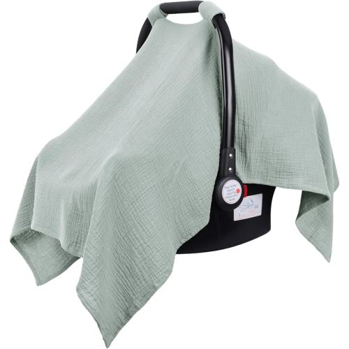 Metplus Muslin Car Seat Cover for Babies - Carseat Stroller Cover Infant Stroller Covers for Boys and Girls, Breathable & Lightweight, Fits Most Strollers & Baby Car Seats