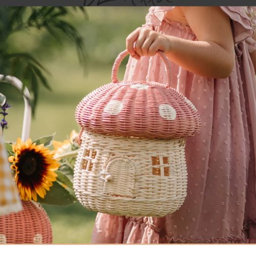 Rattan Mushroom Basket - Musk – Olli Ella USA