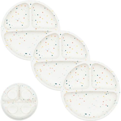 WeeSprout Suction Plates for Babies & Toddlers | 100% Silicone | Plates Stay Put with Suction Feature | Divided Design | 3 Pack
