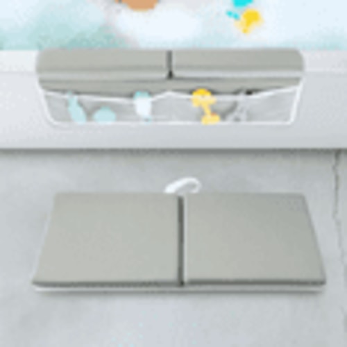 PandaEar Baby Bath Kneeler & Elbow Rest Pad, Comfortable Non-Slip Kneeling Mat Cushion with Toy Organizer Storage Pockets, Foldable Foam Mat for Toddler Bathroom Bathing Time