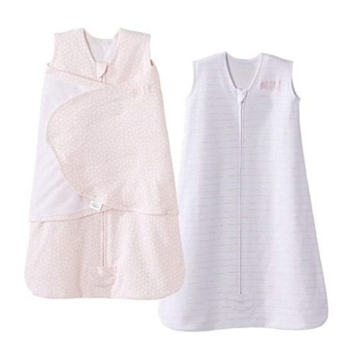 HALO 100% Cotton 2 Piece Gift Set with HALO Sleepsack Swaddle and HALO Sleepsack Wearable Blanket, Blush Tiny Circles and Etched Lines, Newborn and Small - HALO 100% Cotton 2 Piece Gift Set with Newborn SleepSack Swaddle and Small SleepSack Wearable Blank