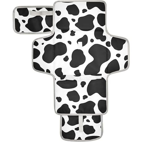 Cow Print Portable Diaper Changing Pad, Portable Changing Pad for Newborn Girl & Boy - Baby Changing Pad Lightweight Waterproof Travel Changing Kit