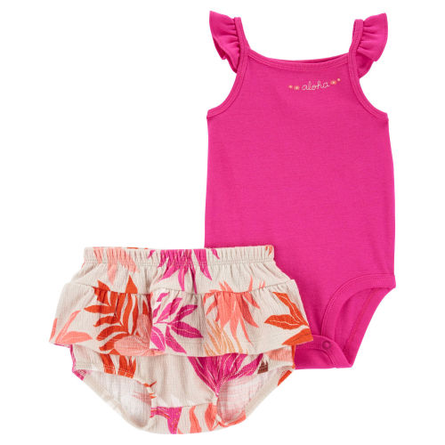 Baby 2-Piece Flutter Bodysuit & Tropical Diaper Cover Set - Carter's | Carter's