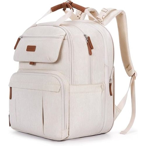 mommore Diaper Bag Backpack, Large Diaper Bag Expandable for 2 Kids/Twins, Durable Baby Bag with Changing Pad, Water Resistant Travel Diaper Backpack for Mom Dad