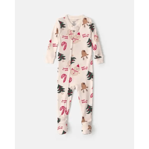 Toddler 1-Piece Christmas Icon 100% Cotton Snug Fit Footed Pajama - Cream | Carter's