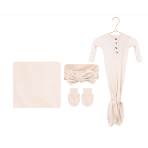 Rosie Ribbed Newborn Headband Bundle (Gown)