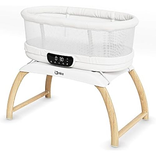AMKE Baby Bassinets,All mesh Bedside Sleeper,Portable for Safe Co-Sleeping,Adjustable Crib,Baby Bed for Infant Newborn (White)