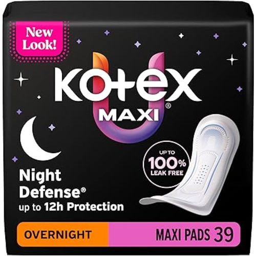 Kotex Overnight Maxi Pads, 39 Count (Packaging May Vary)