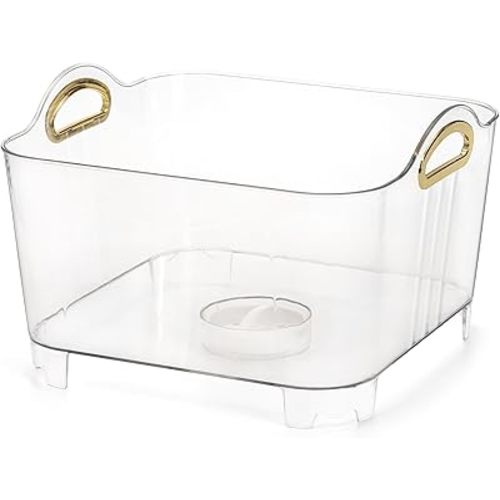 Suwimut Wash Basin with Handle and Draining Plug, Fruit Vegetable Washing Soaking Basket, Large Plastic Dish Tub Dishpan Basin for Washing Dishes, Kitchen Sink, Vegetable Wash, RV