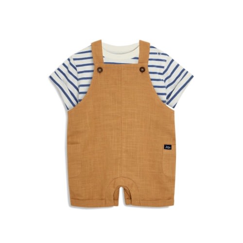Stripe Cotton T-Shirt & Overalls Set, 0-3M