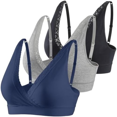 COLOMI Maternity Nursing Bra Wirefree Cotton Breastfeeding Bra for Sleep Lace Maternity Bralette