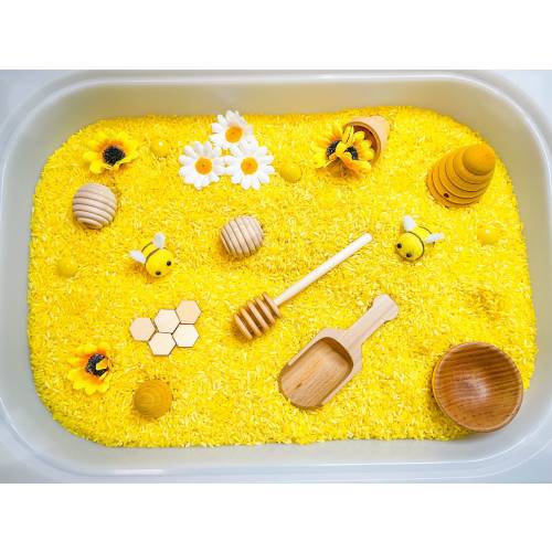 Bee Sensory Bin, Bee Sensory, Taste Safe, Montessori