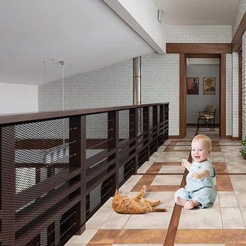 JIFTOK 2 Sets Baby Gate for Stairs, Banister Guard for Kids, Pets, Toys, 2 Set 10 ft x 2.6 ft Mesh Netting Safety Net for Balcony Rail Stair, Stairway Net Safety Products for Indoor & Outdoor (Black)