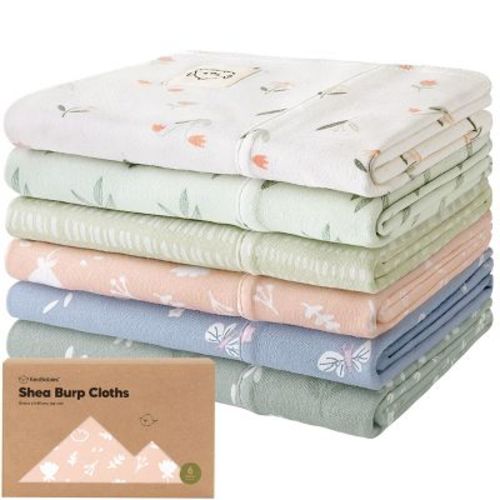 6pk Shea Baby Burp Cloths For Baby Boys And Girls, Organic Burping Cloths For Babies, Newborn (fleur)