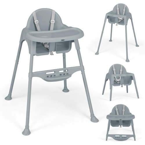 OLAKIDS 4 in 1 Baby High Chair, Convertible Highchair for Babies and Toddlers, Infant Feeding Highchairs with Removable Tray Adjustable Footrest, Compact Lightweight Highchair for 6-36 Months