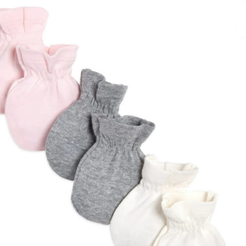 Burt's Bees Baby Organic Baby Girl Newborn Scratch Mittens, 3-Pack