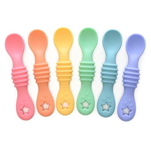 PrimaStella Little Dippers - First Stage Silicone Baby Spoon 6 Pack