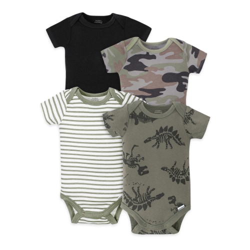 Modern Moments by Gerber Baby Boy Short Sleeve Onesies Bodysuits, 4-Pack, (Newborn-24 Months)