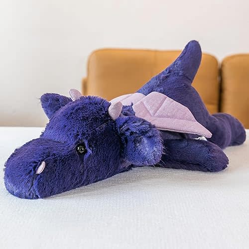 Purple Dragon Stuffed Animal 19" Giant Weighted Stuffed Dragon Plush Toy Kawaii Soft Baby Plushie Hugging Pillow Cute Birthday for Kids