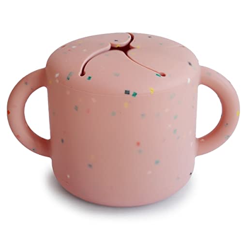 mushie Silicone Snack Cup | Spill Proof Food Container for Toddler and Baby (Powder Pink Confetti)