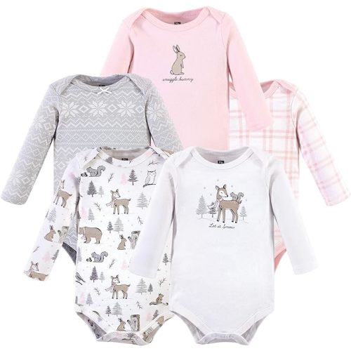 3-6 months Hudson Baby baby-girls Cotton Long-sleeve Bodysuits