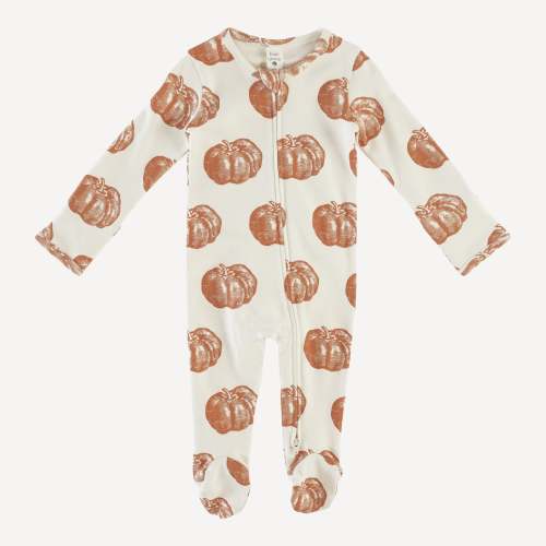 long sleeve zipper footie | harvest pumpkin | organic cotton interlock