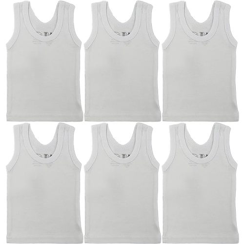 Baby Sleeveless Pack of 6 Tank Tops 100% Cotton Shirts, Short Sleeve Tees 0-24 Months Boys, Girls, Unisex