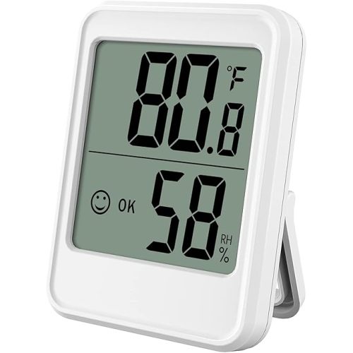 Digital Hygrometer Thermometer Room Thermometer Indoor Thermometer for Home with Temperature and Humidity Monitor, Wall Mount, Mini Size, Big Numbers, White