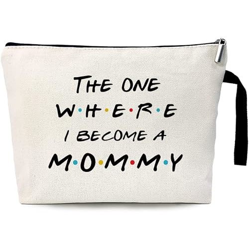 The One Where I Become a Mommy Funny New Mommy Cosmetic Bag, for Travel Toiletry Zipper Storage Pouch Makeup Bag, Baby Shower Presents, Congratulations Gifts for First Time Mom, Pregnancy Gifts