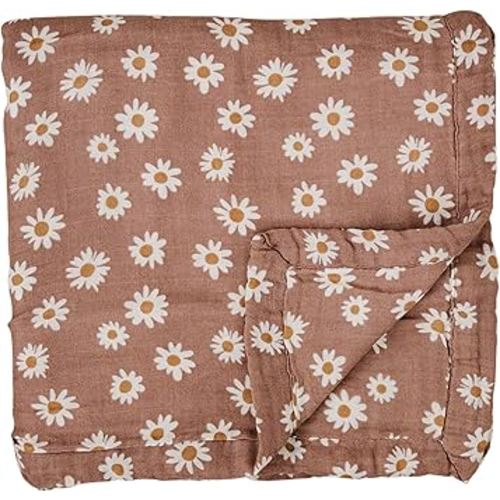Mebie Baby Muslin Quilt, Daisy Dream, 100% Muslin Cotton Baby Blankets for Girls and Boys, Muslin Baby Blanket for Newborns, Babies, Toddler, Soft Muslin Swaddle Blankets, 47"x47"
