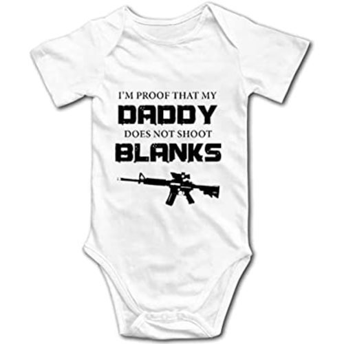 I'm Proof Daddy Does Not Shoot Blanks - Rock - Funny Cute Infant Creeper, One-Piece Baby Bodysuit 0-24 Months