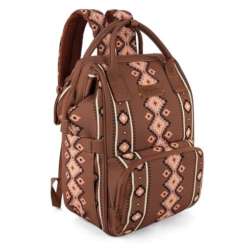 Wrangler Aztec Backpack Organized Daypack Travel Baby Bag with Stroller Strap and Side Bottle Pockets