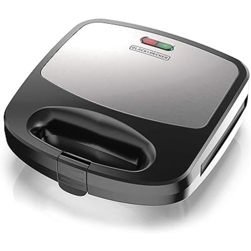 Black+Decker 3-in-1 WM2000SD 3-in-1 Waffle, Grill & Sandwich Maker, Compact Design, Black/Silver