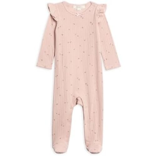Organic Cotton Romper Haran Floral Brushed Pointelle 0-3m | Colored Organics