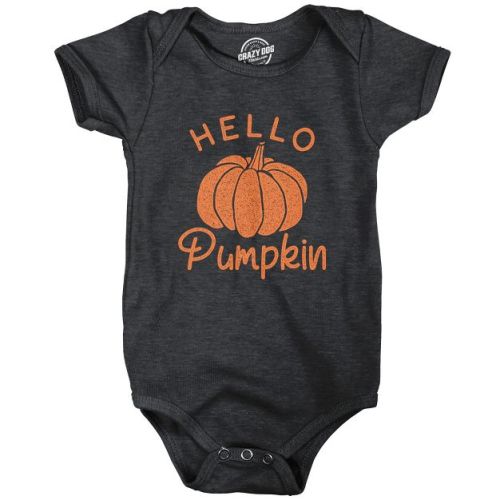 Hello Pumpkin Baby Bodysuit Funny Newborn Halloween Fall Autumn Lover Jumper - Crazy Dog Baby Bodysuit Black Newborn