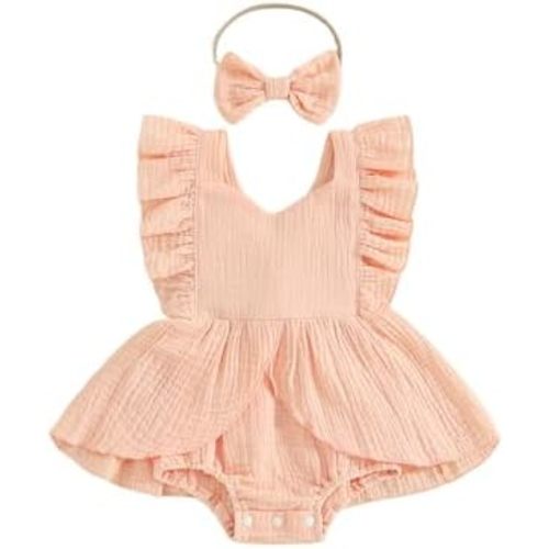 Douhoow Infant Baby Girl Romper Baby Ruffle Bodysuit Jumpsuit One-Piece Cotton Linen Clothes