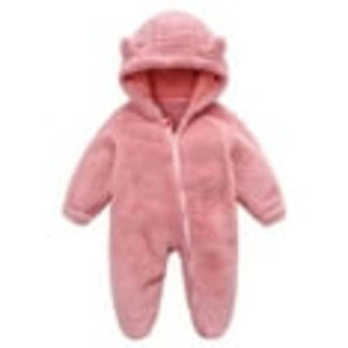 Winter Baby Clothes keep Warm Fleece Thick 1sie Ear Hooded Jumpsuits Newborn Boys Girls Romper Kids Coats Jackets (0-3 Months, Pink)