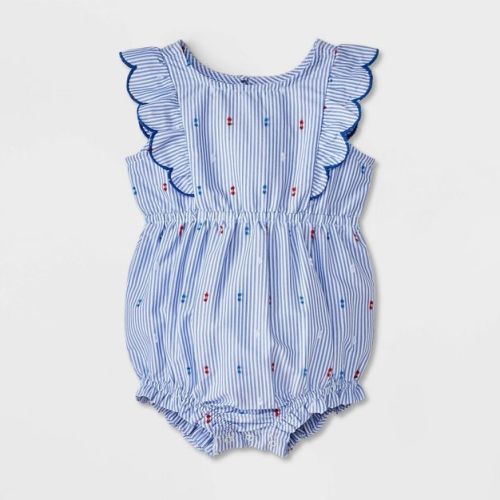 Baby Girls' Scalloped Star Romper - Cat & Jack™ Blue Nwbrn